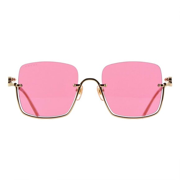 NEW GUCCI SQUARE SUNGLASSES GUCCI GG1279S 003 GOLD PINK EYEWEAR - Picture 2 of 3